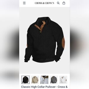 Men's Black Cross & Crown Sweater with Brown Accents NWT XL